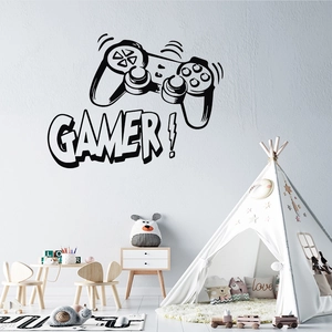 Modern vinyl GAMER game controller wall decal for kids' bedroom and gaming room decoration