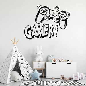 Gamer controller wall sticker with GAMER text for kids room home decor
