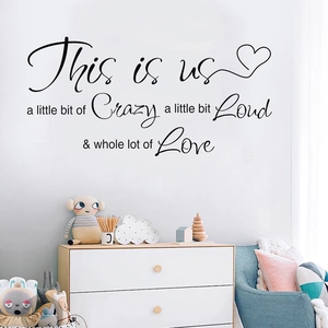 Sticker mural créatif This Is Us en vinyle avec motif cœur pour décor de maison