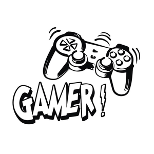 Minimalist vinyl gamer controller wall sticker with bold gamer text for room decoration