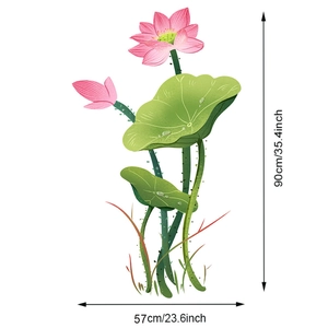 Detail of 3D lotus flower wall sticker measuring 90cm high and 57cm wide in pink