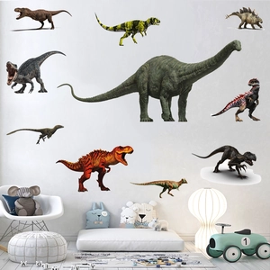 Realistic Dinosaur World World Wall Stickers For Kids Room Bedroom PVC Waterproof Removable Animal Decals Nursery Kindergarten Decor
