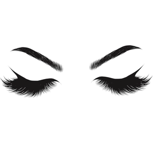 Detail of minimalist black vinyl eye lashes and eyebrows wall decal for home decoration
