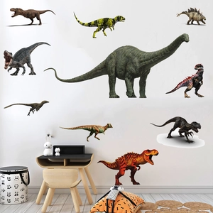 Colorful prehistoric dinosaur wall stickers set for children's bedroom and playroom decor