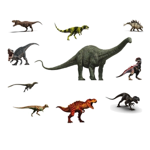 Set of 9 colorful dinosaur toy figures with detailed textures for kids wall decoration