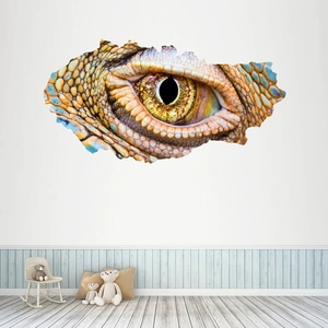 3D realistic reptile eye wall decal with cracked wall effect for bedroom decoration