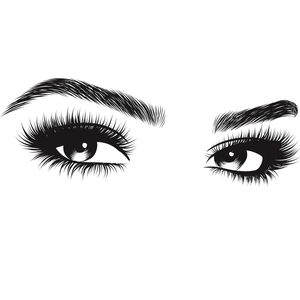 Detail view of black vinyl wall sticker showing elegant eyes and long lashes for decor