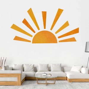 Modern Geometric Sun Wall Decal Waterproof PVC Sunrise Wall Sticker Removable Mural For Living Room Bedroom Nursery Decor