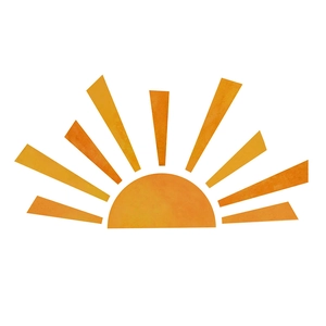 Nordic style rainbow sun vinyl wall sticker with warm orange and yellow watercolor texture