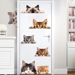 3D Cute Peeking Cat Wall Stickers For Living Room Bedroom Bathroom Waterproof PVC Removable Animal Decals DIY Home Decor