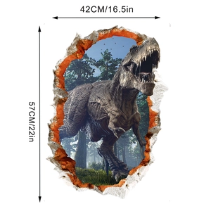 3D dinosaur wall sticker size detail with dimensions 42cm width and 57cm height
