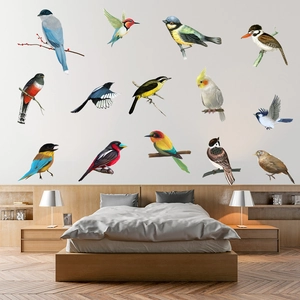 Modern Minimalist PVC Self Adhesive Wall Stickers Birds Panda Swallows Cat Branch Waterproof Wall Decals For Home Decor