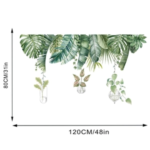 Détail montrant les dimensions du sticker mural de plantes tropicales : 80 cm par 120 cm