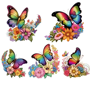 Colorful butterfly and floral self-adhesive wall decals for living room and bedroom decor