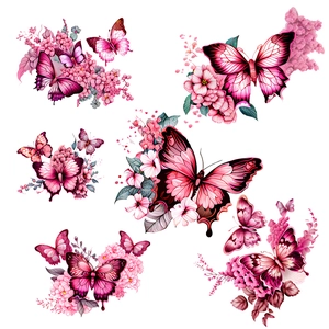 Stickers muraux autocollants de papillons roses et fleurs pour salon et chambre d'enfant