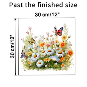Détail d'autocollant mural fleurs et papillons 30x30cm pour décor de salle de bain