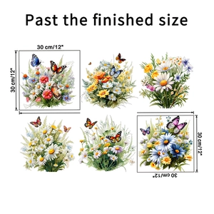 Detail of floral wall stickers with 30cm unit size featuring daisies and butterflies
