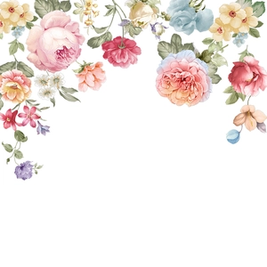 Sticker mural aquarelle en L avec roses et pivoines pour décoration de chambre