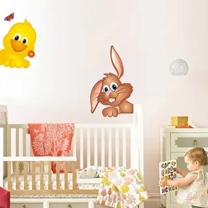 Cartoon bunny and yellow duck wall decals for nursery and kids bedroom wall decor