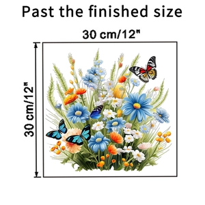 Détail de l'autocollant mural fleurs et papillons avec mesures précises de 30cm