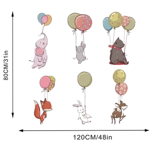 Cartoon animal wall stickers with dimensions 80x120cm for children room decor