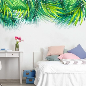 Nordic style tropical palm leaves wall stickers for living room and bedroom decor