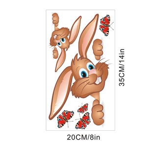 Detailed sheet dimensions of 20x35cm for bunny and butterfly cartoon wall stickers