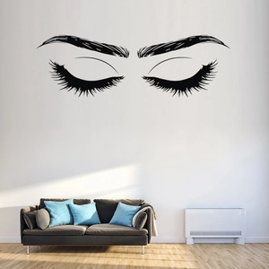 Minimalist black eyelash wall sticker for modern living room and bedroom decor