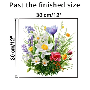 Sticker mural adhésif carré de 30cm avec fleurs sauvages et herbes de jardin