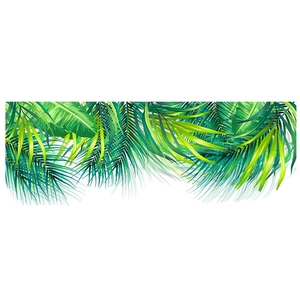 Tropical green palm and banana leaf wall stickers with natural vibrant color palette