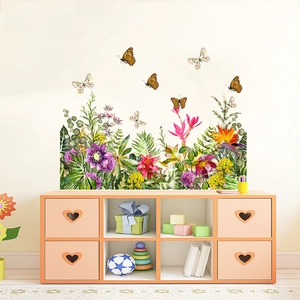 Stickers muraux avec lys colorés et papillons pour la décoration de la maison