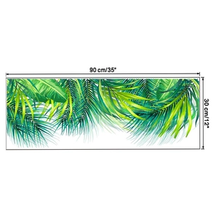 Detail showing tropical palm leaf wall sticker dimensions 90cm by 30cm in green