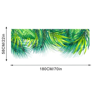 Flat view of Nordic green tropical leaf wall stickers showing 58cm by 180cm dimensions