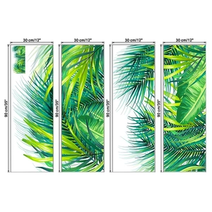Set of 4 tropical plant wall decals featuring green palm leaves measuring 30x90cm each