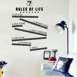7 Lebensregeln Inspirierende Englische Zitate Wandaufkleber Abnehmbare PVC Wasserdichte Wandtattoo Für Wohnzimmer Schlafzimmer Deko