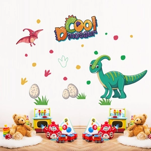 Cartoon Dinosaur Footprint Wall Stickers For Kids Room Decor PVC Waterproof Animal Eggs Decals Living Room Nursery Decoration