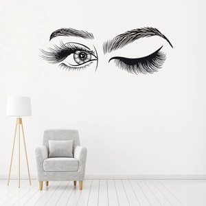 Artistic Eyelashes Eye Wall Sticker Modern Minimalist Black Line Art PVC Waterproof Removable Decal For Bedroom Home Decor