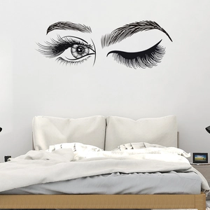 Modern eye lash wall sticker for bedroom decor above the bed with minimalist design