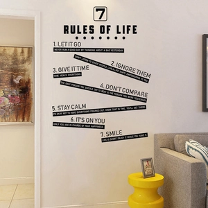Wandtattoo mit 7 Lebensregeln für minimalistische Heim- und Büro-Innendekoration