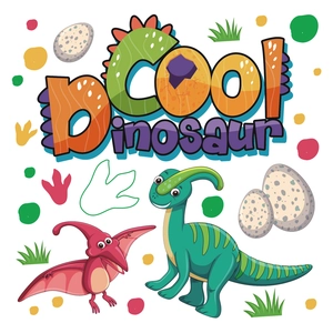 Cartoon dinosaur footprints and grass wall stickers for kids bedroom decor