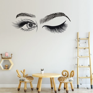 Chic black eyelash and eyebrow wall decal minimalist eye design for home decor