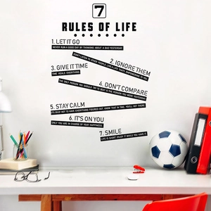 Wandtattoo 7 Rules of Life Motivationssprüche für Bürodekoration in schwarzer Schrift