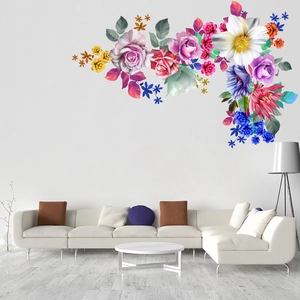 Pegatinas de pared con peonías y rosas trepadoras para decorar paredes de salón