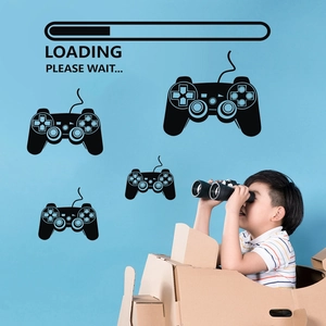 Creative game controller wall stickers and loading bar decals for kids room decor