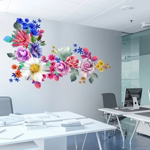 Pegatinas de pared florales autoadhesivas con peonías y rosas para salón y dormitorio