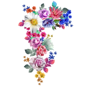 Vinilo decorativo floral con peonías y rosas pintadas a mano para decoración de sala