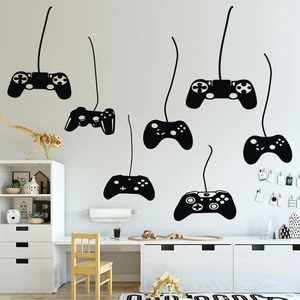 Set of black game controller wall decals for gaming room and nursery wall decor
