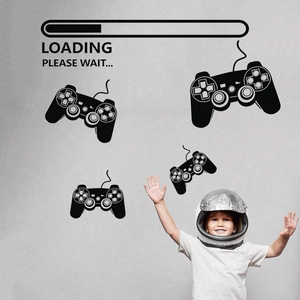 Black vinyl game controller wall decals for living room and kids bedroom decoration