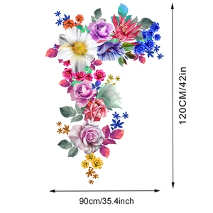 Dimensiones de 90x120cm para el vinilo decorativo autoadhesivo de peonías de colores