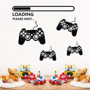 Vinyl game controller wall decals with Loading Please Wait progress bar stickers